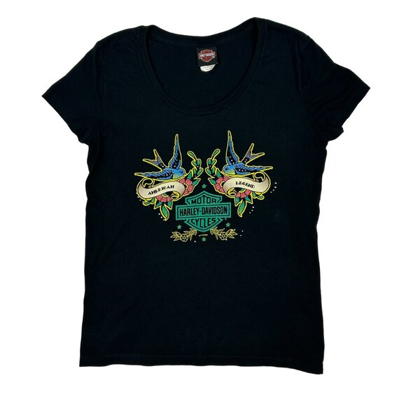 Harley Davidson T-Shirt Womens‎ 2XL Black Birds Motorcycle Biker Jamaica - Picture 1 of 10